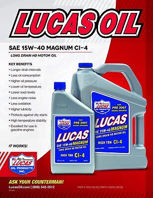 Lucas Oil 10076 SAE 15W-40 Magnum High TBN CI-4 Oil - 1 Gallon