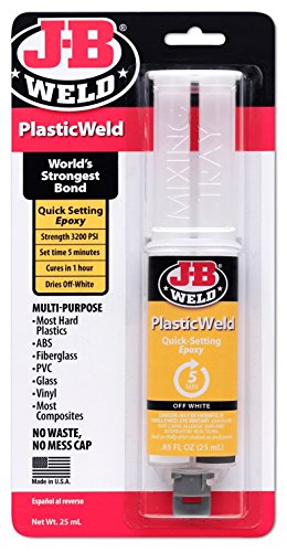 J-B Weld 50132 PlasticWeld Quick-Setting Epoxy Syringe - Dries Translucent Yellow - 25 ml (Pack of 3)