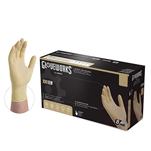 GLOVEWORKS HD Industrial White Latex Gloves - 8 mil, Powder Free, Textured, Disposable
