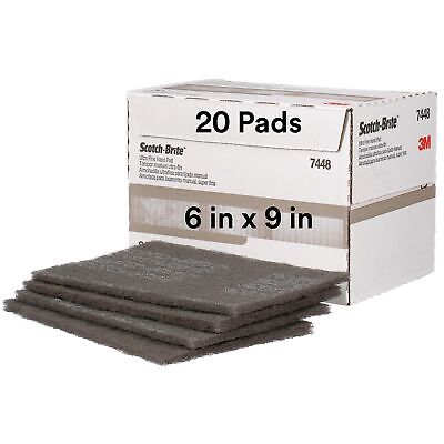 3M Scotch-Brite Ultra Fine Grade 7448 Hand Pad, Pack of 20, 6 in x 9 in Hand ...