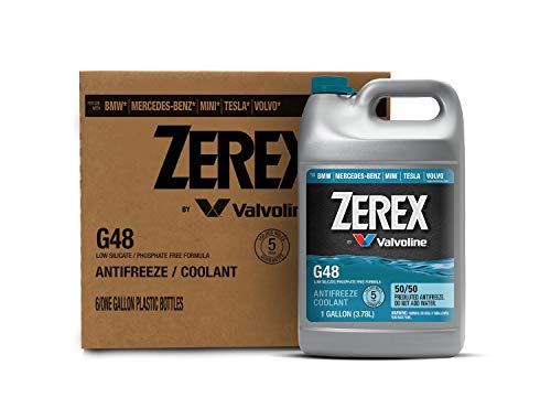 Zerex G48 Low Silicate Phosphate Free 50/50 Prediluted Ready-to-Use Antifreeze/Coolant 1 GA, Case of 6