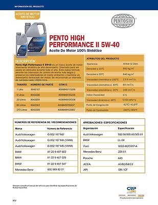 Pentosin 8042206 Pento High Performance II 5W-40 Full Synthetic Motor Oil for...