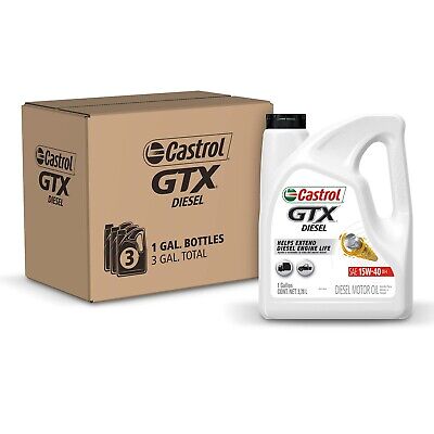 Castrol GTX Diesel 15W-40 CK-4 Motor Oil - 1 Gallon, (Pack of 3)