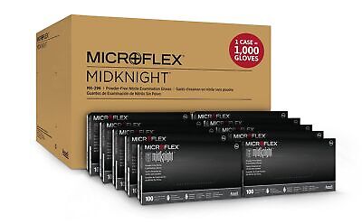 Microflex MK-296 Black Disposable Nitrile Gloves, Latex-Free, Powder-Free Glo...