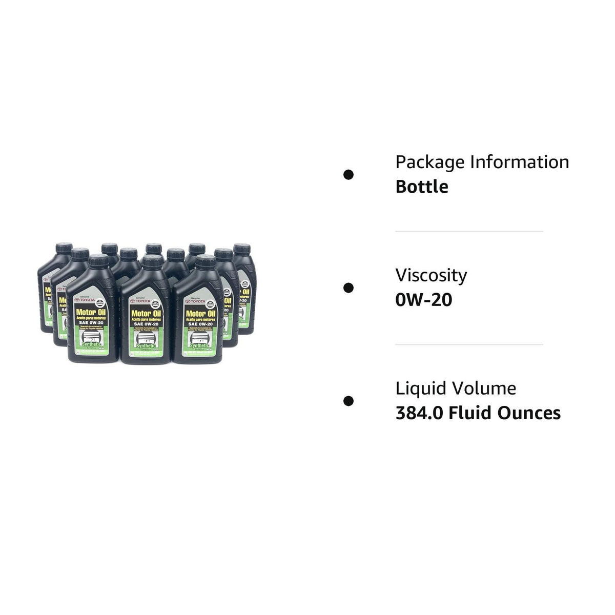 TOYOTA Case of 12 Quarts Full Synthetic 0W-20 Oil