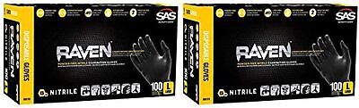 SAS Safety 66519 Raven Powder-Free Nitrile Disposable Glove, X-Large, 6 mil T...