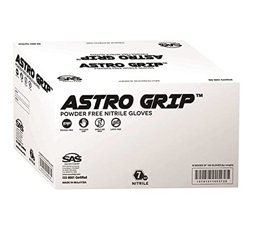 SAS Safety 66573 Nitrile Astro Grip Powder-Free Disposable Glove, Large (Pack of 1000)