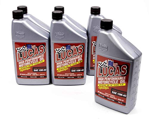 Lucas Oil 10710 High Performance Semi-Synthetic SAE 10W-40 Motorcycle Oil - 1 Quart (Pack of 6)