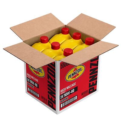 Pennzoil High Mileage Motor Oil 10W-40 – 1 Quart (Pack of 6)