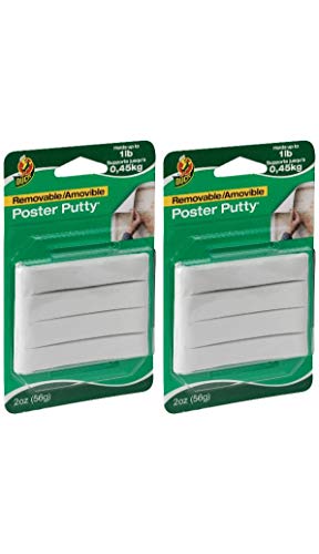 Duck Brand Reusable and Removable Poster Putty for Mounting, 2 oz, White (1436912)- .2 Pack of 2 oz.