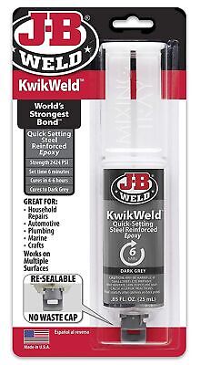 J-B Weld 50176 KwikWeld Steel Reinforced Epoxy Syringe - Dries Dark Grey - 25...