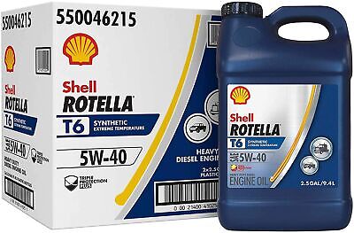 Shell Rotella T6 Full Synthetic 5W-40 Diesel Engine Oil (2.5-Gallon, Case of 2)