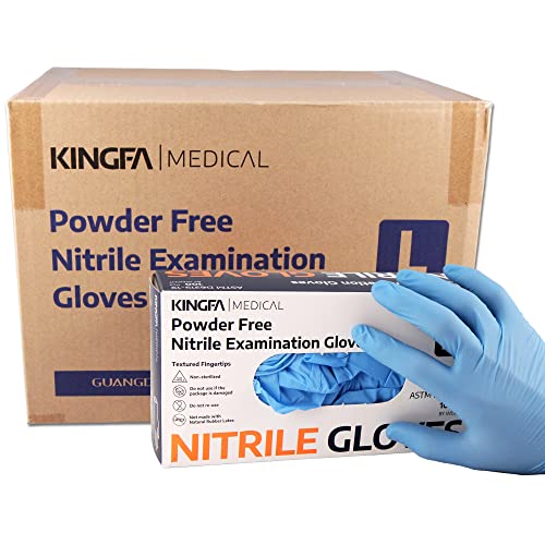 Nitrile Medical Exam Gloves - 510(k), Powder Free, Latex Free, 4 mil Thickness, Blue (Case of 1,000) (Large)
