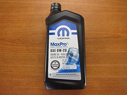 One Quart of Full Synthetic MaxPro SAE OW-20 Motor Oil New Mopar OEM