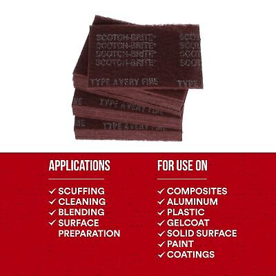3M Scotch-Brite General Purpose 7447 Hand Pad, Very Fine Grade, 6 in x 9 in, ...