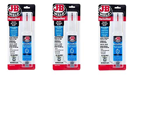 J-B Weld 50172 MarineWeld Marine Adhesive Epoxy Syringe - Dries White - 25ml, Pack of 3