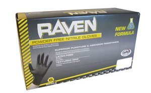 Raven 10 Pack SAS Safety 66517 6 mil Black Nitrile Disposable Gloves 7 Mil - Medium (100 Gloves per Box)