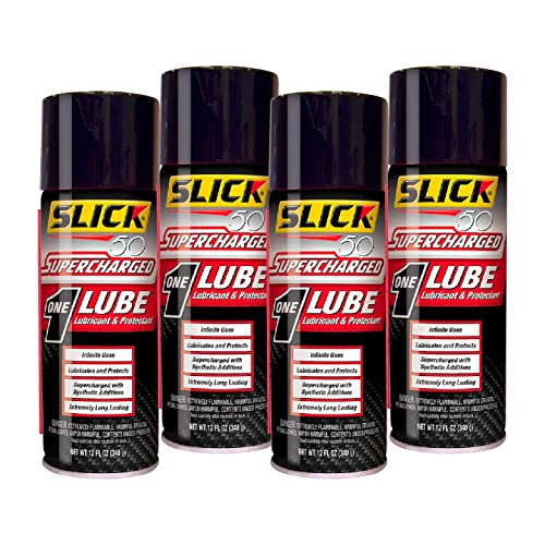 Slick 50 One Lube Spray Lubricant & Protectant 4 Pack, Supercharged Synthetic Penetrant 12 oz Aerosol Can