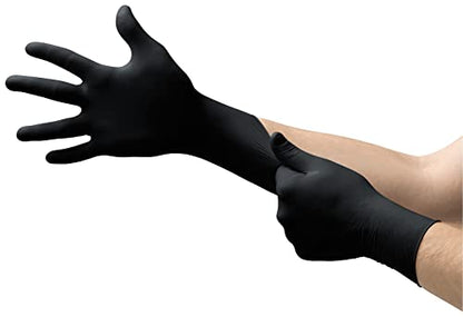 Microflex MidKnight MK-296 Disposable Nitrile Gloves for Automotive, Law Enforcement w/Full Texture - Black