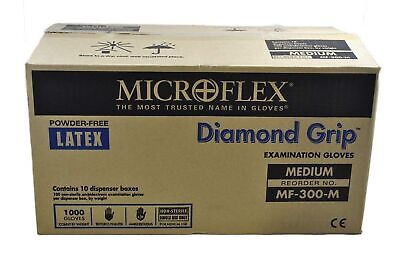Microflex MF-300-M Diamond Grip Exam Gloves, PF Latex, Textured Fingers, Medi...
