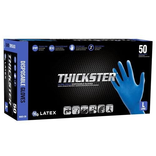 SAS Safety 6604-20 Thickster Powder-Free Latex Disposable Glove, X-Large, Pack of 50