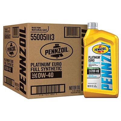 Pennzoil Platinum Euro Full Synthetic 0W-40 Motor Oil, 1 Quart