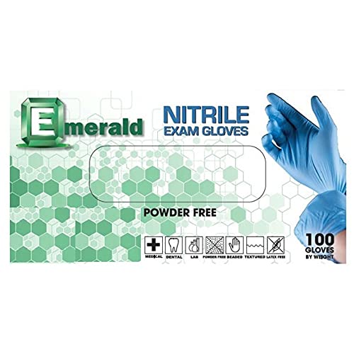 1000ct 3mil Emerald Nitrile Exam Gloves Powder and Latex Free Medical Exam Gloves-Medium 10 Boxes of 100 Gloves 1000 Gloves Total