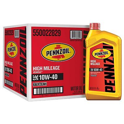 Pennzoil High Mileage Motor Oil 10W-40 – 1 Quart (Pack of 6)