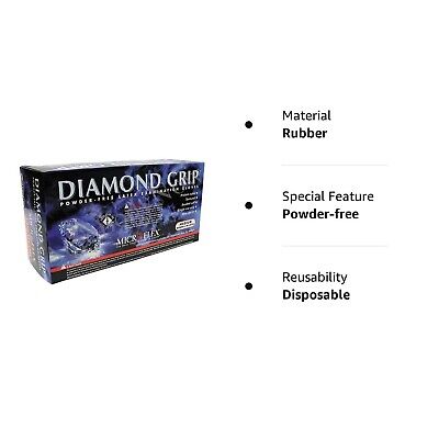 Microflex MF300L Diamond Grip Latex, Powder-Free Gloves, Box of 100, Size Lar...