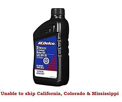 ACDelco 109236 0W-20 dexos1 Gen 2 Full Synthetic Motor Oil 1 Quart (6 pack)