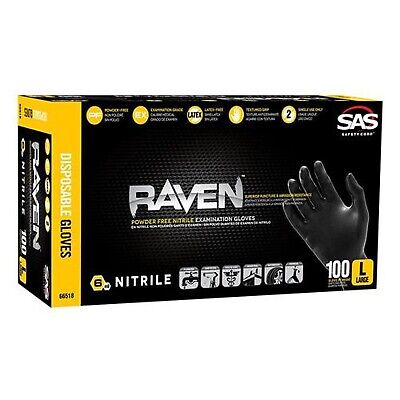 SAS Safety 66517 Nitrile Raven Powder-Free Disposable Glove, Medium (Pack of ...