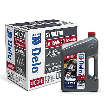 Chevron Delo 400 XLE SAE Synblend Synthetic Blend Oil 15W40, 1 Gallon, Case of 3