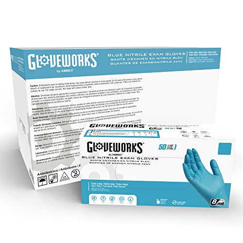 GLOVEPLUS HD Latex Free, Powder Free, Textured, Disposable, Non-Sterile, 8 Mil, Blue Nitrile Gloves