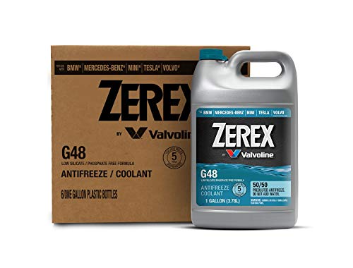 Zerex G48 Low Silicate Phosphate Free 50/50 Prediluted Ready-to-Use Antifreeze/Coolant 1 GA, Case of 6