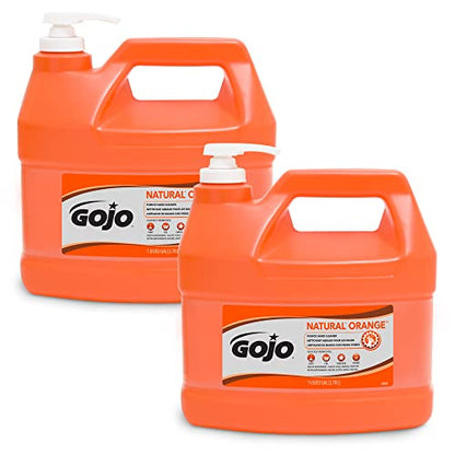 GOJO NATURAL Pumice Hand Cleaner 1 Gallon Quick Acting Lotion with Pump Bottle Pack of - 0955-02