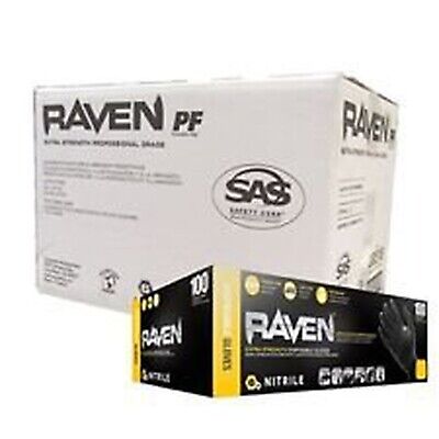 SAS Safety 66517 Raven Powder-Free Disposable Black Nitrile 6 Mil Gloves, Med...