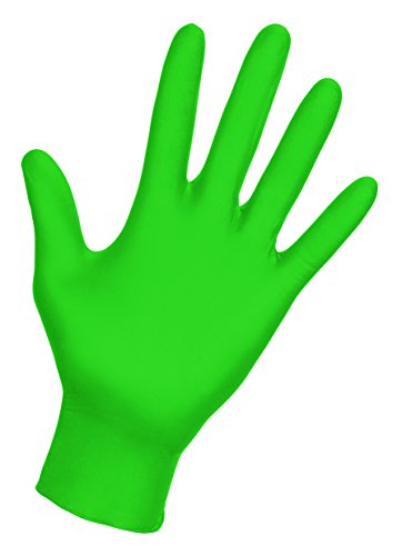 SAS Safety 66550 Derma-Vue Powder-Free Exam Grade Nitrile - 6 mil, Neon Green, Small