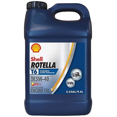 Shell Rotella T6 Full Synthetic 5W-40 Diesel Engine Oil (2.5-Gallon, Case of 2)