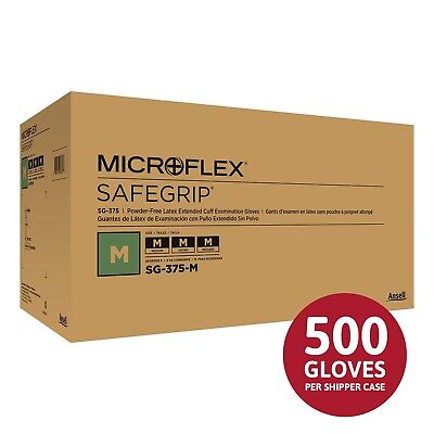 Microflex SG-375-XL Safegrip Exam Gloves, PF Latex, Textured, Extended Cuff, ...