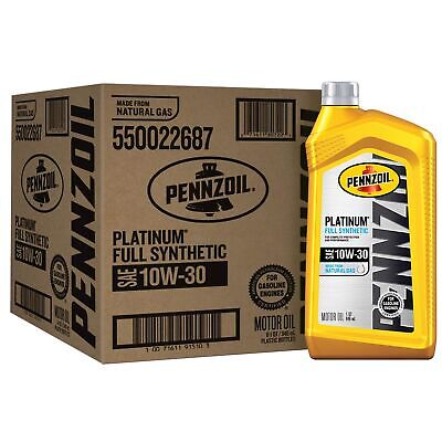 Pennzoil 550022687-6PK Platinum 10W-30 Full Synthetic Motor Oil - 1 Quart (Pa...