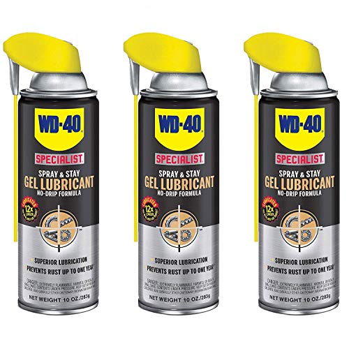 WD-40 Specialist Spray and Stay Gel Lubricant Aerosol Spray, 10 Ounce (3 Pack)