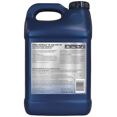 Shell Rotella T6 Full Synthetic 5W-40 Diesel Engine Oil (2.5-Gallon, Case of 2)