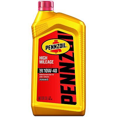 Pennzoil High Mileage Motor Oil 10W-40 – 1 Quart (Pack of 6)