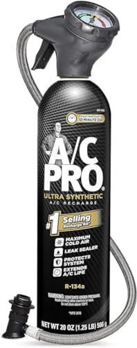 AC Pro Car Air Conditioner Synthetic R134A Refrigerant, AC Recharge Kit with Hose and Gauge, 20 Oz, ACP200-6