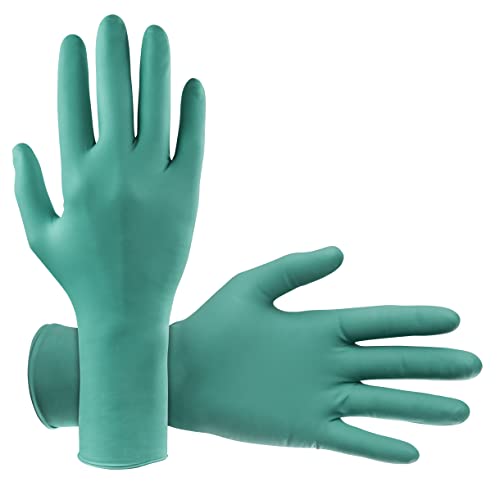 ChemDefender Powder-Free Chloroprene Disposable Gloves | 5 Mil - Small | Chemical Resistance, Textured Fingertips, Extended 12" Cuff, Single Use | for Dental & Industrial | 66591