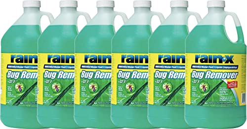 6 Pack Rain X Green Windshield Washer Fluid With Rain Repellant & Bug Remover 32* F All Weather Fluid 1 Gallon Each