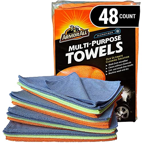 Armor All Multi-Purpose Towels, Bulk Microfiber Towels for Cars, Cleaning and Home Use, 48 Count