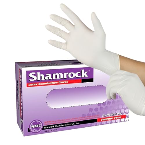 Shamrock Medical Grade Examination Glove, 4.5 mil -5 mil, Powder-Free, Textured Rubber Latex, Non Sterile