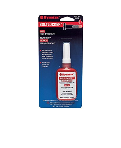 Dynatex 49452 High Strength Threadlocking Boltlocker, 350 Degree F Maximum Temperature, 24mL Carded Bottle, Red (Pack of 6)