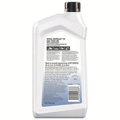 Shell Rotella T4 Triple Protection Conventional 15W-40 Diesel Engine Oil (1-Q...